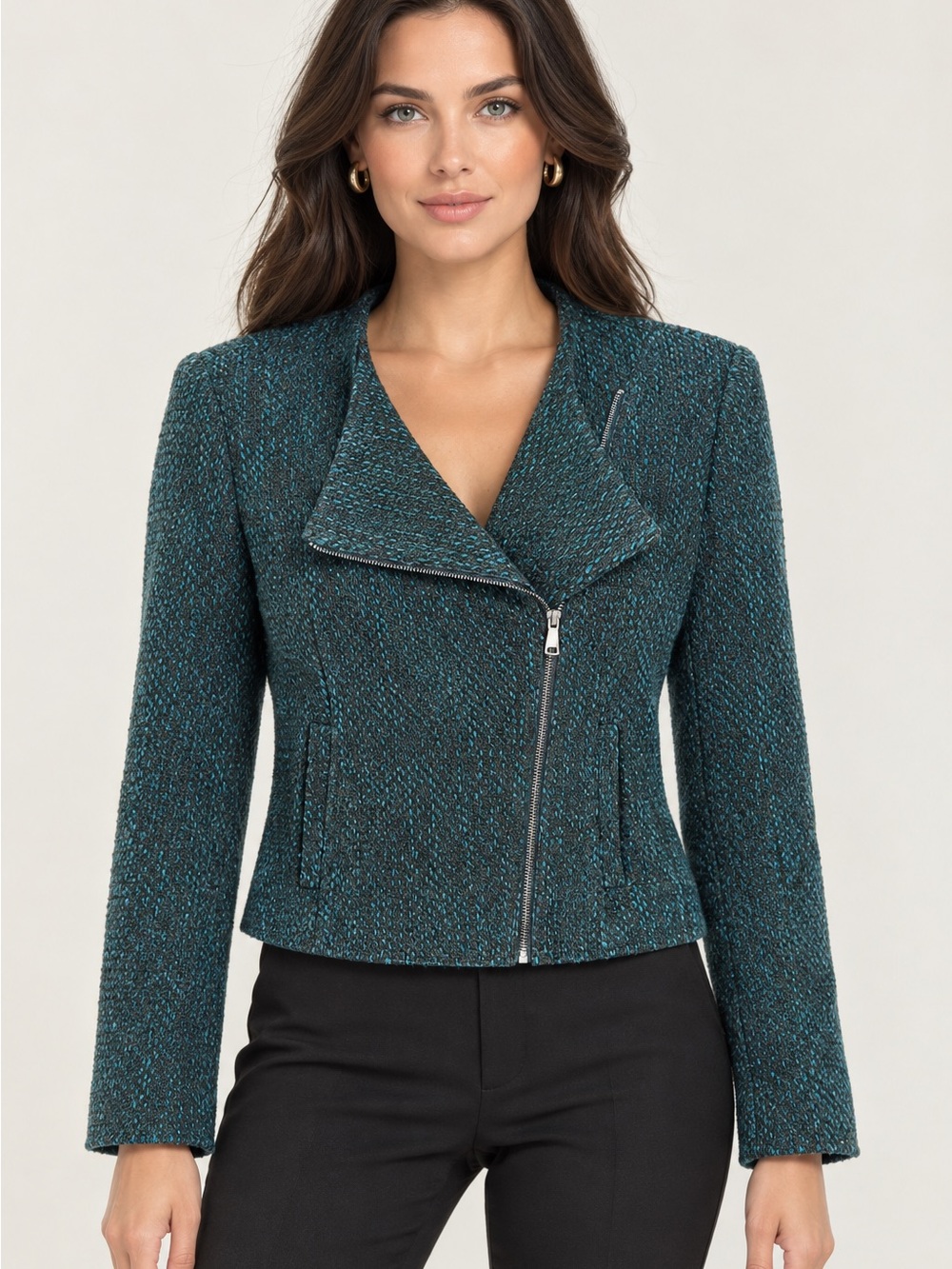 Banana Republic Women's Dark Teal Textured Zip Blazer size 8